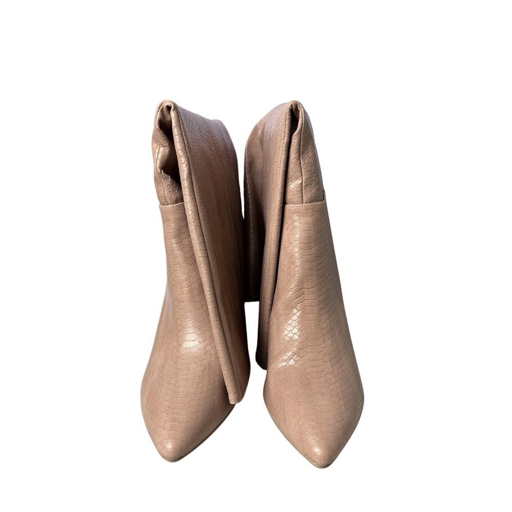 Madden Girl Firefly Women 8.5 Blush Pink Snakeskin Pointed Toe Block Heel Boot